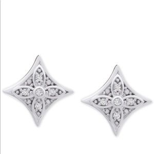 Diamond Star Stud Earrings in Sterling Silver